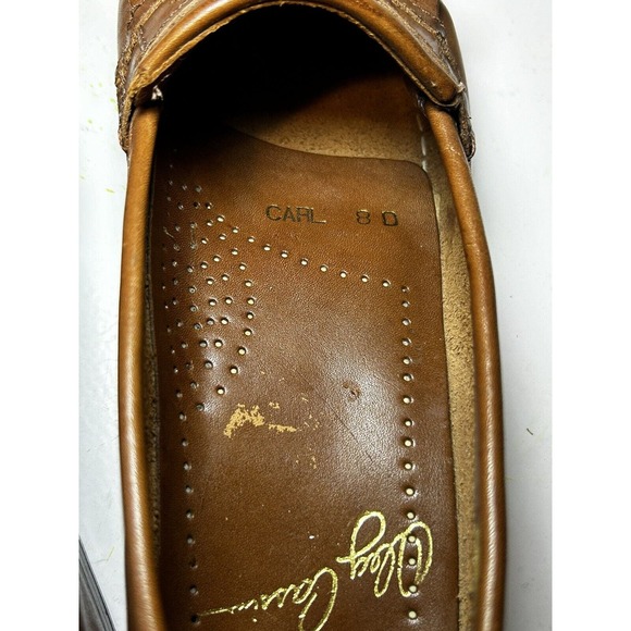 Oleg Cassini Tassel Loafers Brown Leather Dress Shoe Men Size 8 Made In Brazil - Picture 5 of 6